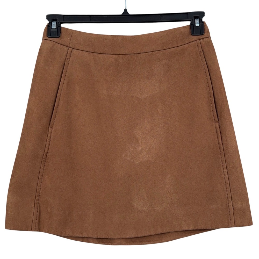Women's Brown Faux Suede A-Line Skirt
